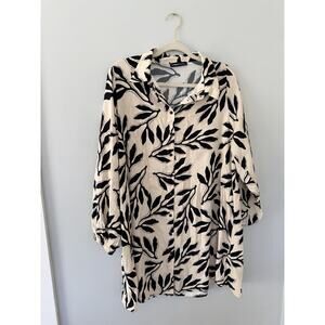 LC Waikiki Classic Black Ivory Like, Long Sleeve Shirt Dress- 46 XL